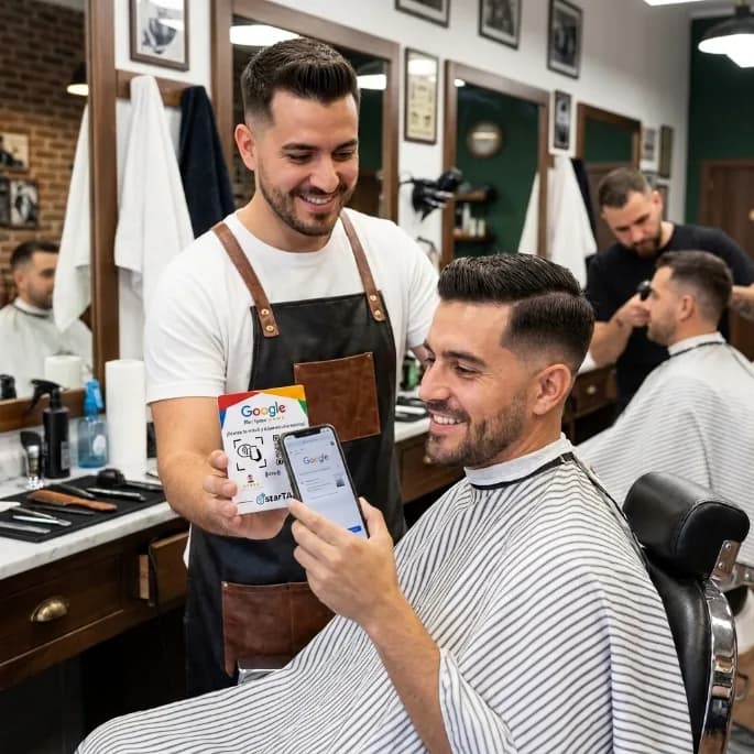 Tarjeta NFC de bolsillo starTAP para reseñas y comentarios de Google en barbería o salón de belleza en Panamá