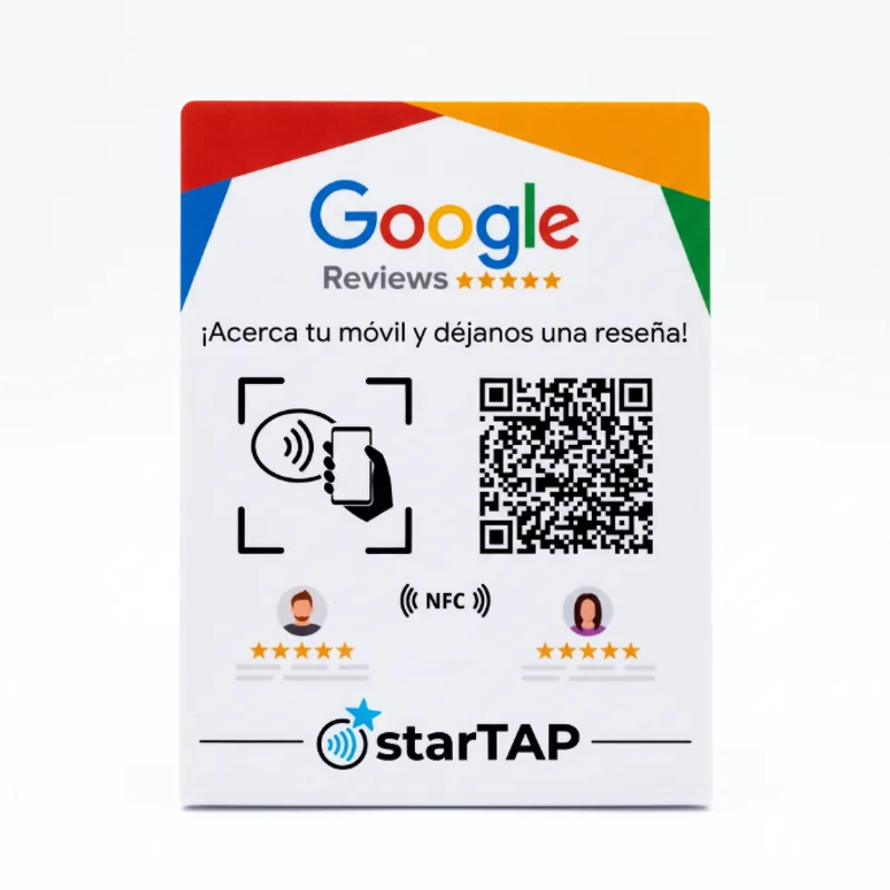 Stand NFC y QR autoportante para mesas y barras de atención
