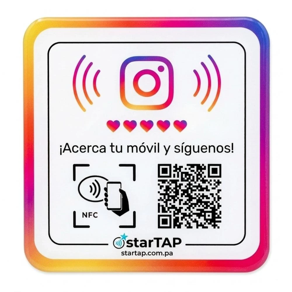 Placa acrílica de mostrador starTAP con chip NFC y QR para Instagram en Panamá - Foto 1