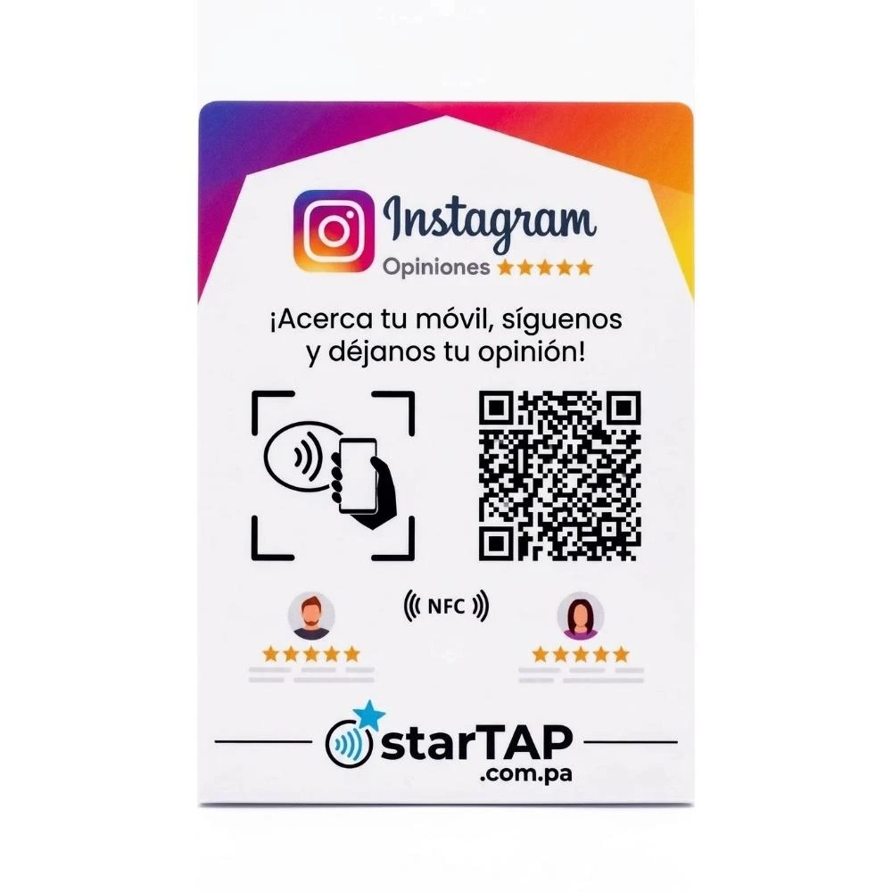 Stand NFC de mesa starTAP para Instagram con código QR y chip contactless en Panamá - Foto 1